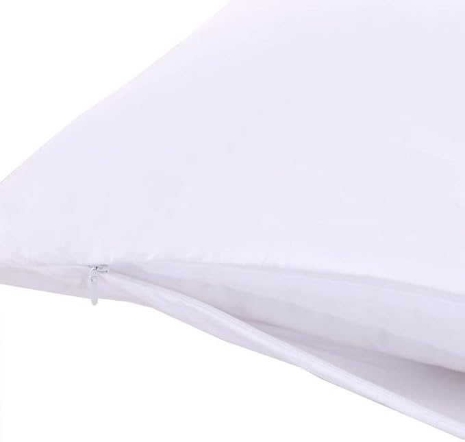2 Pillow Protectors, Zippered Hypoallergenic Down Proof Pillow Covers, 600 Thread-Count - 100 % Cotton Pillows Protector, White, Standard / Queen Size