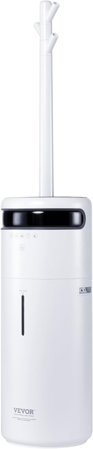 VEVOR Humidifier for Home Large Room 1291.7 sq ft, 16L Commercial Humidifier for Whole House Greenhouse Night Light & 12h Timer & Auto Shut-Off Humidifiers, Commercial Branch Tube w/ 360° Nozzle