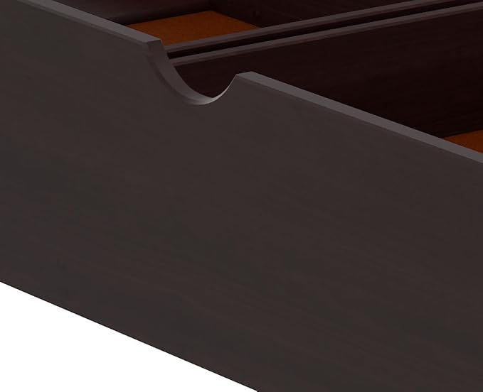 Alaterre Furniture Under Bed Storage Drawers - Set of 2 Solid Wood Rolling Under Bed Storage with Wheels - Fits Bed Frames 9.75” High - Underbed Containers for Shoes, Clothes, and Toys (Espresso)