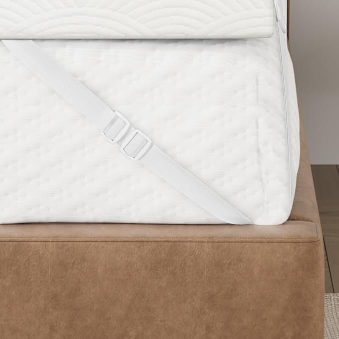 Zenzy 2" King Mattress Topper Cover, Oeko-TEX Certified, Ultra-Soft Zippered Topper Protector with Adjustable Straps, Washable (Cover Only)