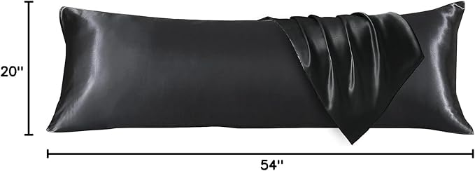 HUXMEYSON Body Pillow with Satin Pillowcase, Body Pillow for Adults, Removable Cover, Black (20"x54")
