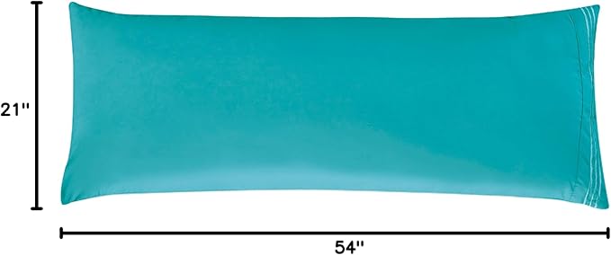Elegant Comfort Luxury Ultra-Soft 1-Piece Body Pillowcase - 1500 Premium Hotel Quality Microfiber Double Brushed - Wrinkle Resistant, Body Pillowcase Size, Turquoise