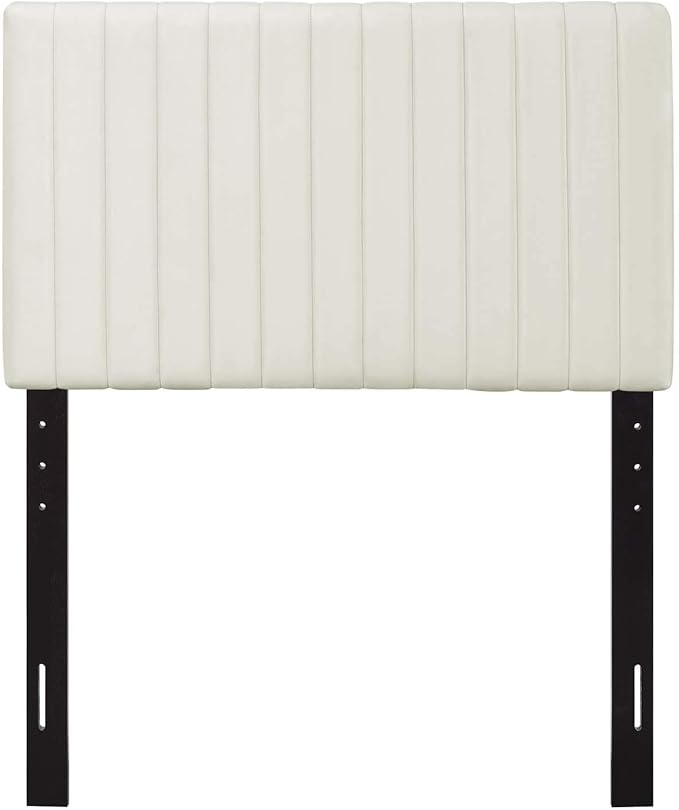 Modway Keira Channel Tufted Performance Velvet Upholstered Twin Headboard in Ivory