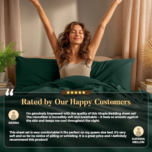 Utopia Bedding Twin Sheet Set – 3 Piece Bed Sheets for Twin Size Bed, Soft and Breathable Microfiber, Includes 1 Fitted Sheet, 1 Flat Sheet and 1 Pillowcase – Oeko Tex (Emerald Green)