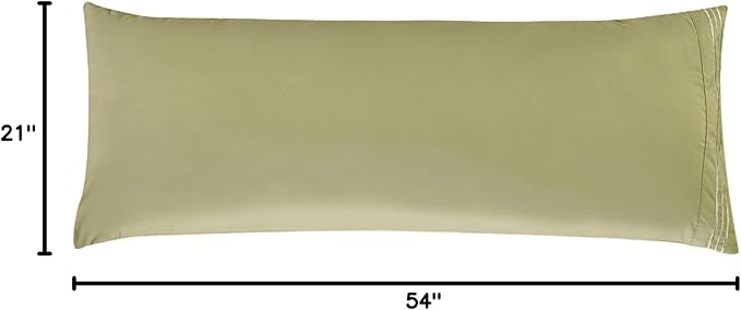 Elegant Comfort Luxury Ultra-Soft 1-Piece Body Pillowcase - 1500 Premium Hotel Quality Microfiber Double Brushed - Wrinkle Resistant, Body Pillowcase Size, Sage/Green