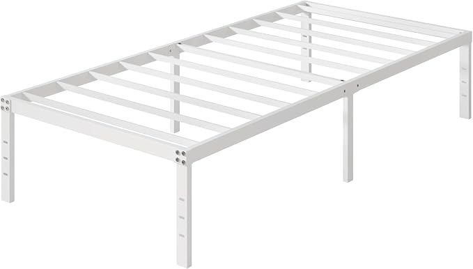 Upcanso 16 Inch White Twin XL Bed Frames, Metal Platform Twin XL Bed Frame with High Storage, Eassy Assembly 2,500 lbs Heavy Duty Bedframes