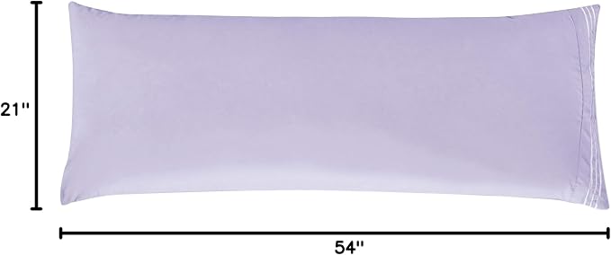 Elegant Comfort Luxury Ultra-Soft 1-Piece Body Pillowcase - 1500 Premium Hotel Quality Microfiber Double Brushed - Wrinkle Resistant, Body Pillowcase Size, Lilac