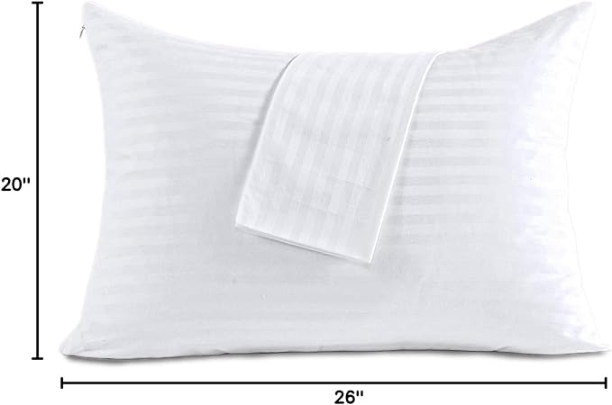 100% Cotton Pillow Protectors with Zipper Standard Size, White Pillow Cases for Home & Hotel, Sateen Soft Cooling Hidden Zippered Pillow Case Protector for Hair & Skin, 20x26 in, 1 Pack