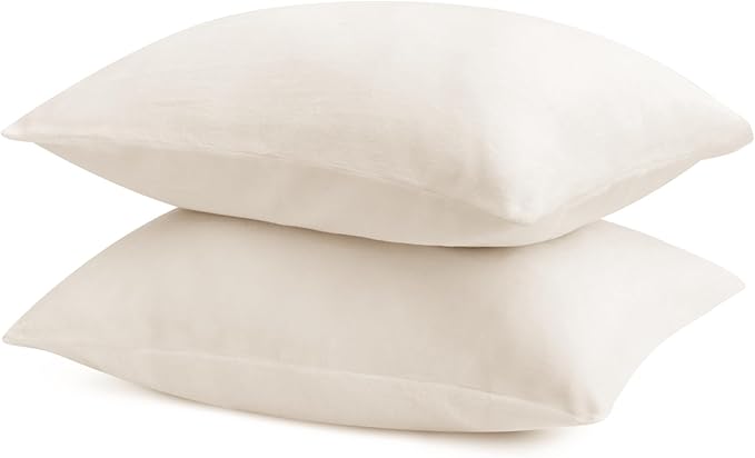 BEDELITE Flannel King Size Pillow Cases Set of 2, Super Soft Fleece Pillowcases with Zipper for Bedroom, Sofa, Couch,Luxury Cozy Fuzzy Velvet Pillow Shams for All Seasons(20x36 Inches,Off White)