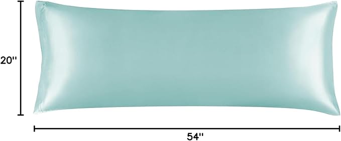 BEDELITE Satin Body Pillow Cover, Super Soft and Cooling Body Pillow Pillowcase for Hair and Skin, Breathable Silky Full Long Pillowcase Cover(20"x54", Blue Grey)