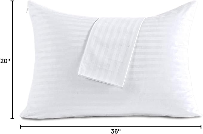100% Cotton King Pillow Protectors with Zipper, White Pillow Cases King Size for Home & Hotel, Sateen Soft Cooling Hidden Zippered Pillow Pillow Case Protector for Hair & Skin, 20x36 in, 1 Pack