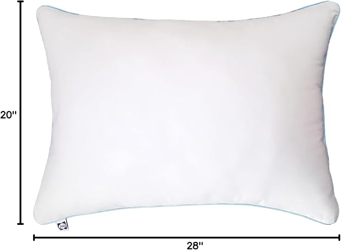 SEALY Slumber Bed Pillow Soft, Breathable, 100% Cotton Cover, Temperature Balancing, Moisture Wicking, Hypoallergenic EverFluff Fiberfill, Machine Washable, Standard/Queen Size Pillow, White- 2 Pack