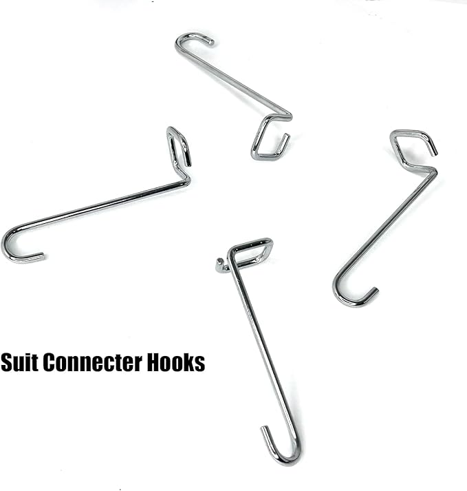 20 Pack Silver Square-Head Hanger Connectors, 3.15’’ Long Metal Clothes Hanger Hooks Extender Clips for Suits Jackets Pants Ties Heavy Duty Closet Organizer for Wardrobe & Clothing Stores