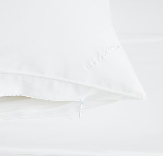Boll & Branch Pillow Protector - Standard Size Pillows, White Cover - 1 Protector Included - Zipper Closure, Hypoallergenic, Soft, Breathable - Safe for Sensitive Skin