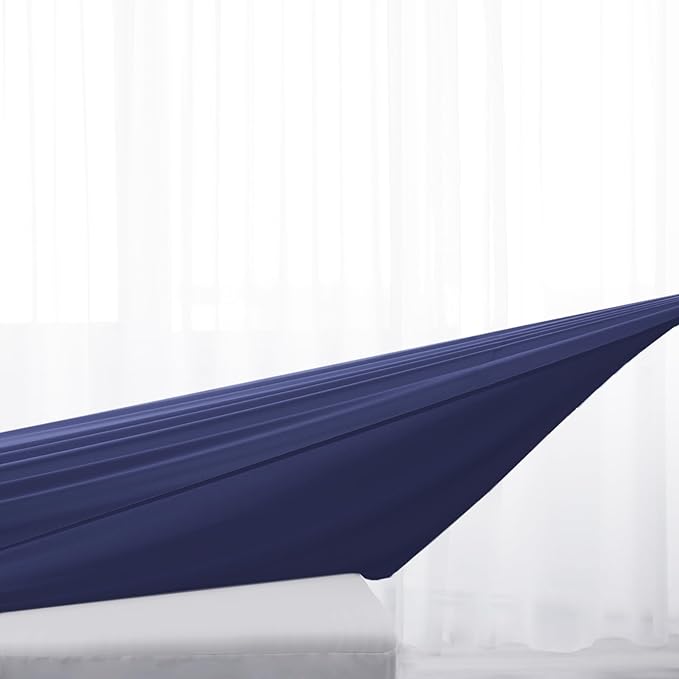 Twin Fitted Sheet Only, Twin Size Sheets for Kids Up to 14 Inches Deep Procket, Single Bed Mattress Sheets Stretchable Breathable Cover, Navy