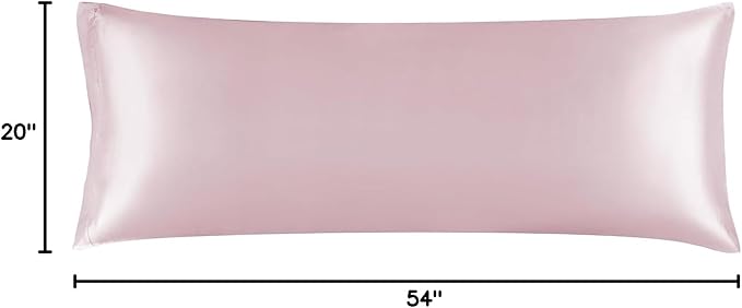 BEDELITE Satin Body Pillow Cover, Super Soft and Cooling Body Pillow Pillowcase for Hair and Skin, Breathable Silky Full Long Pillowcase Cover(20"x54", Lotus Pink)