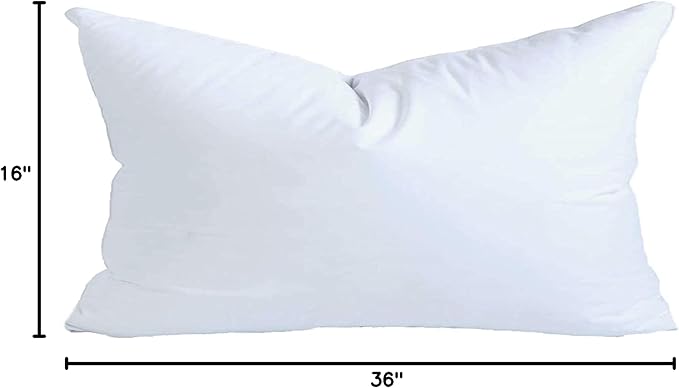 MoonRest® 16x30 Inch Polyester Down Alternative Rectangle Pillow Insert Form Stuffer for Sofa Shams, Decorative Throw Pillow, Cushion and Bed Pillow Stuffing - Hypoallergenic 16“X 30”