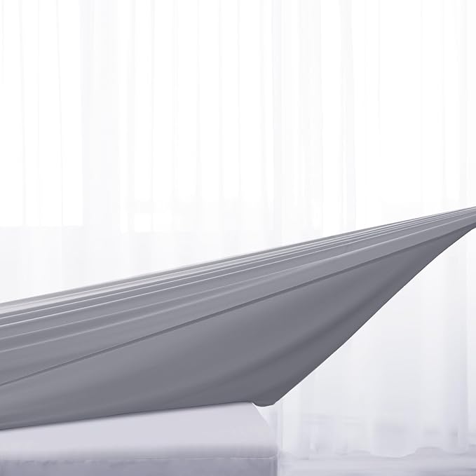 Twin Fitted Sheet Only, Twin Size Sheets for Kids Up to 14 Inches Deep Procket, Single Bed Mattress Sheets Stretchable Breathable Cover, Gray