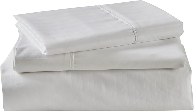 Kingnex Striped 30x75 Cot Size RV Bunk Sheets Set for Narrow Twin Bed Soft Brushed 1800 Microfiber 3 Piece Bedding Set Includes 1 Fitted Sheet 1 Flat Sheet 1 Pillowcase White
