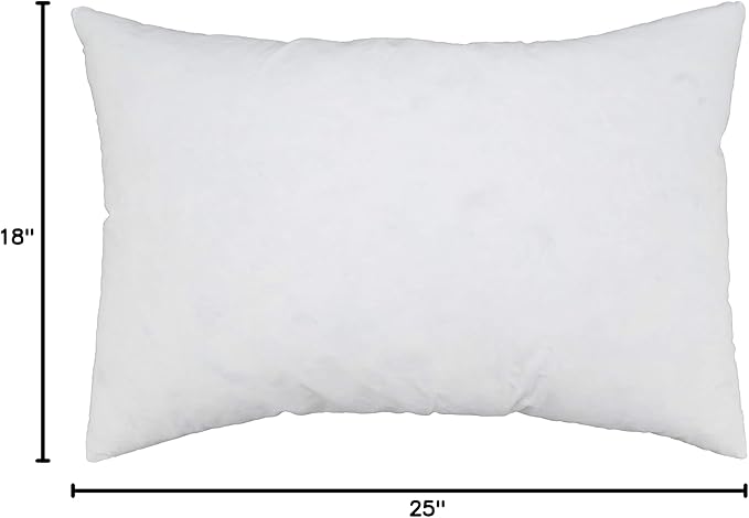 SARO LIFESTYLE Down Feather Pillow Insert, White, 18"x25"