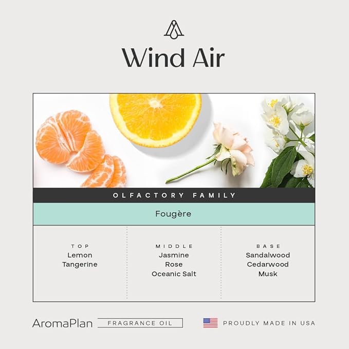 AromaPlan Hotel Scents Wind Air 5.07 Fl Oz (150ml), Home Luxury Aroma & Hotel Fragrance Diffuser Oil- Hotel Diffuser Oil for Aromatherapy- USA Made, Bigger Bottle, Bolder Aroma & Longer Lasting