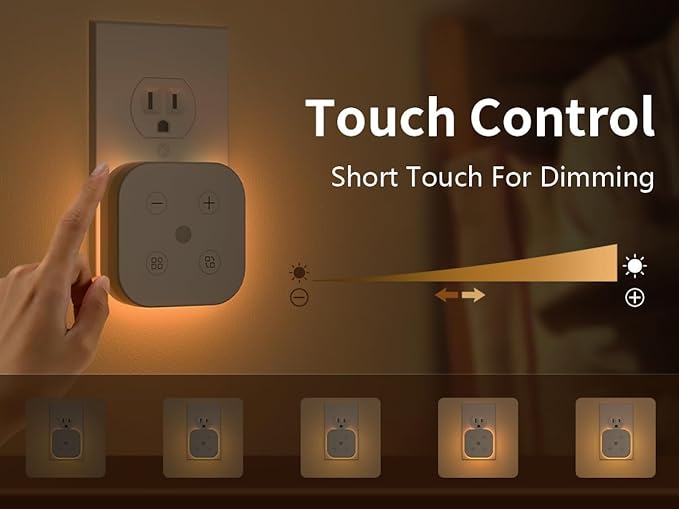 2 Pack Very Dim Sleep Night Lights Plug into wall, Kids Sleep Light, Adult Sleep Light, Bedroom Night Light, Light Sensor, LED, Dimmable, Warm Soft Light Plug in Night Light