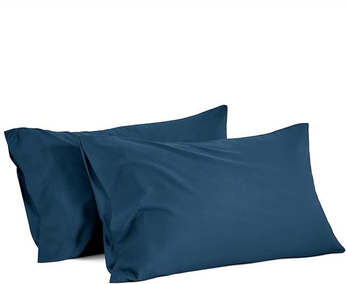 BEDELITE Standard Pillow Cases Set of 2, Rayon Derived from Bamboo, Cooling Pillow Cases for Hot Sleepers & Night Sweats, Breathable Silky Soft Envelope Pillowcases(Navy Blue, 20"x26")
