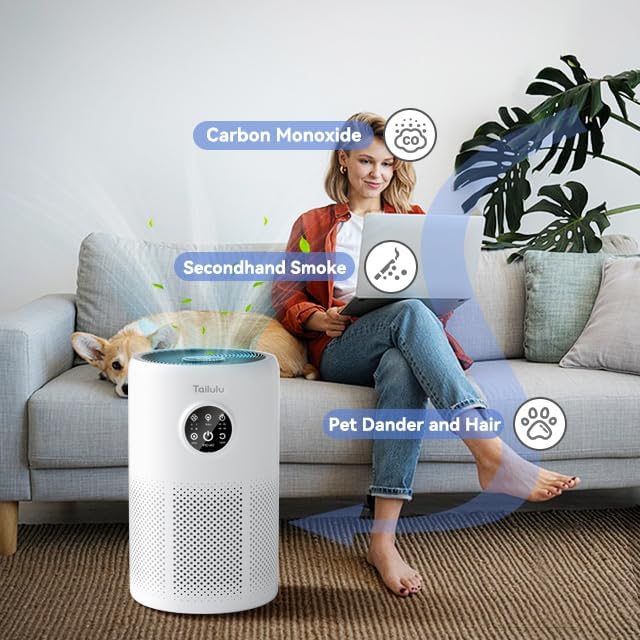 Air Purifiers for Home Up to 1360 Ft², Tailulu HEPA Air Purifiers for Bedroom Large Room with Washable Filter for Pet Dander Smoke Odor Dust Pollen with Timer Fragrance Sponge Sleep Mode