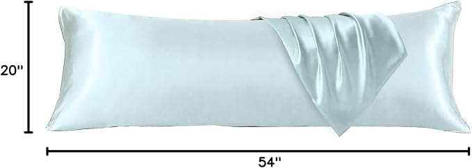 HUXMEYSON Body Pillow with Satin Pillowcase, Body Pillow for Adults, Removable Cover, Ice Blue (20"x54")