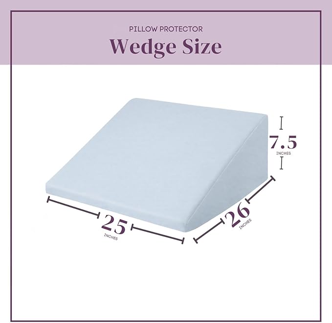 CirclesHome Wedge Pillow Cover 100% Cotton, Zippered Wedge Pillow Case Protector, Soft, Hypoallergenic & Breathable -Light Blue, (25Wx26Lx7.5)