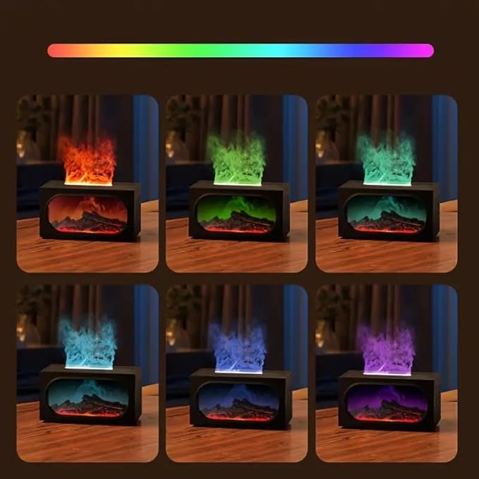 Fireplace Flame Air Diffuser Humidifier, Essential Oil Diffuser for Home, 140ML Ultrasonic Cool Mist Humidifier with Control and 7 Colors Light, 3D Fireplace-Style Humidifier for Home, Room, Auto-Off