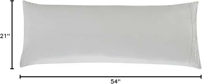 Elegant Comfort Luxury Ultra-Soft 1-Piece Body Pillowcase - 1500 Premium Hotel Quality Microfiber Double Brushed - Wrinkle Resistant, Body Pillowcase Size, Silver