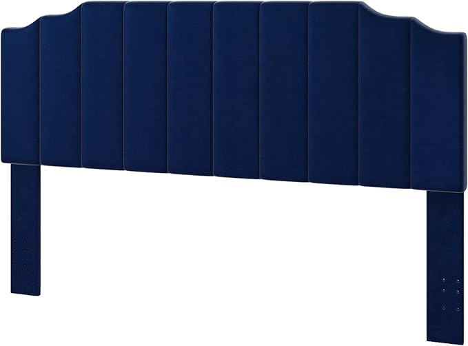 Befurtori King Size Headboard Only, Velvet Wall Mounted Headboard King for Adjustable Bed Modern Upholstered Head Board Easy Assembly, Navy Blue