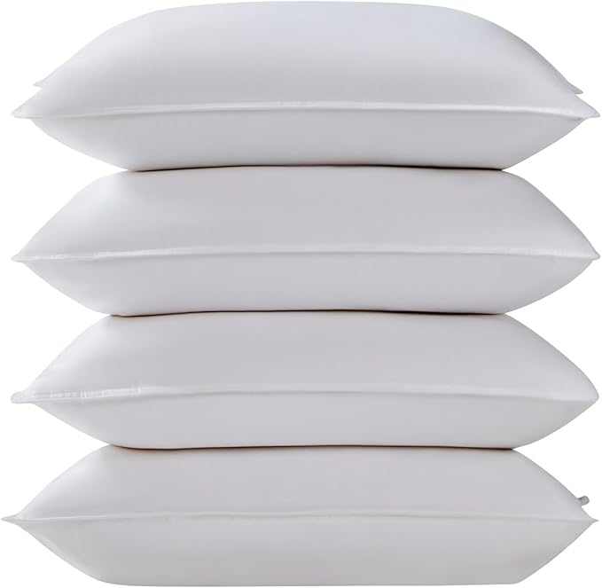 Goose Down Pillows King Size Set of 4, Hotel Quality Bed Pillow for Sleeping 4 Pack, 900 Fill Power Natural White Goose Feather Pillows with 700 TC 100% Organic Cotton Shell, 18"x36" White
