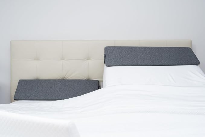 XetraDesign Bed Wedge Pillow Set for Headboard Gap Up to 7", Triangle Gap Filler for Bed, Mattress Wedge Gap Filler, Headboard Space Filler, Corner Pillow, Grey Half Cal-King 36" (2-pk)