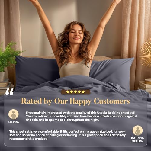 Utopia Bedding California King Size Sheet Set – 4 Piece Bed Sheets, Soft and Breathable Microfiber, Includes 1 Fitted Sheet, 1 Flat Sheet and 2 Pillowcases – Oeko Tex (Grey)