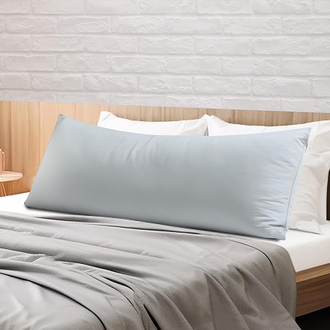 Body Pillow Cover Long Pillow Case,100% Egyptian Cotton Bed Pillow Protector with Zipper,400 Thread Count Cooling Full Body Pillowcase for Adults 20x54 Inches (1 Pack,Gray)