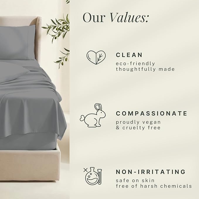 Hearth & Harbor Bed Sheets, Luxury Soft 6 Piece Bed Sheet Set Extra Deep Pocket Fitted Sheets Fits Mattress up to 21", Double Brushed Bedding Sheets & Pillowcases, Full, Frost Gray