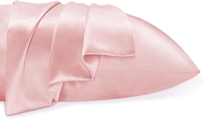 BEDELITE Satin Pillowcase for Hair and Skin, Super Soft and Cooling Similar to Silk Pillow Cases 2 Pack with Envelope Closure, Gift for Women Men(20"x40" King Size, Pink)