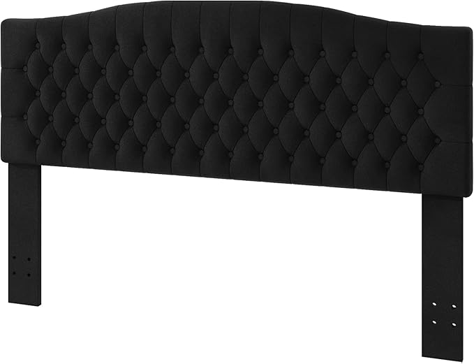 Befurtori King Headboard Only, Upholstered Headboard King for Adjustable Bed Velvet Tufted Wall Mounted Head Board with Solid Wood Legs Head Board, Black