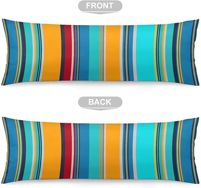 Stripe Bohemian Style Body Pillow Cover Colorful Stripes Long Pillow Case with Zipper Farmhouse Bedding Pillowcase Decorative Pillowcases Soft Cushion Pillow Covers for Bedroom,Couch,20"x54",Teal Blue
