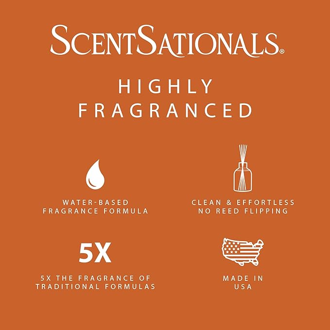 ScentSationals Water-Based Reed Diffuser - Mahogany & Amber - 5 FL OZ Aromatherapy Reed Diffuser