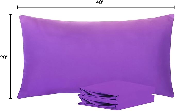 NTBAY King Pillowcase Set - 2 Pack Brushed Microfiber 20x40 Pillowcases - Soft, Wrinkle-Free, Fade-Resistant, Stain-Resistant, Purple Pillowcases with Envelope Closure - 20x40 Inches, Purple