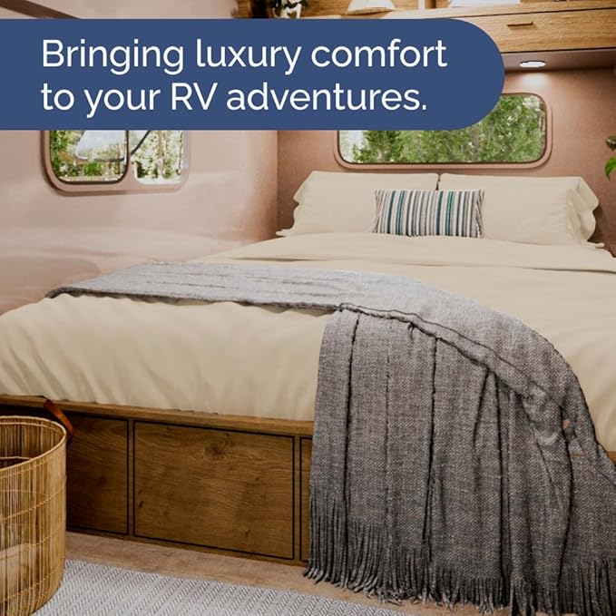 Short Queen Size 4 Piece Sheet Set - RV Short Queen, Ultra-Soft, Breathable & Cooling Bed Sheets Set with Deep Pockets - Hotel Luxury Bedding for Women & Men - Wrinkle Free & Fade Resistant - Wheat