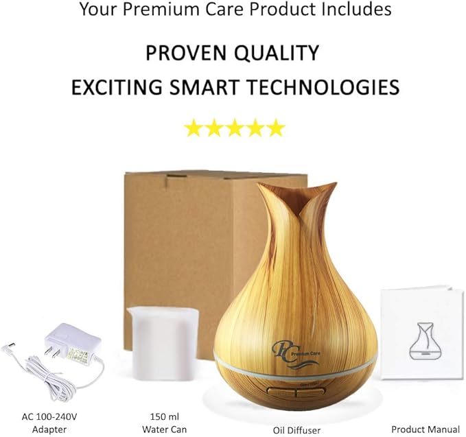 Sierra Modern Home Smart WiFi Humidifier - Aromatherapy Essential Oil Diffusers with App Control & Voice Control - Works with Alexa & Google Home - 400ml Ultrasonic Diffuser & Humidifier - Light Brown