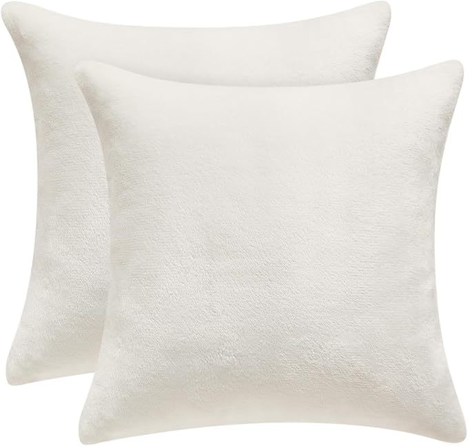 BEDELITE Velvet Pillow Covers 26x26 with Zipper, 2 Pack Super Soft Square Pillow Covers for Bedroom, Sofa, Couch,Luxury Cozy Fleece Pillowcases for All Seasons(26x26 Inches, Off White)