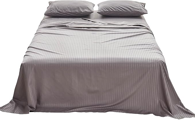 Kingnex Striped 36x72 Sofa Bed Sheets Twin Size for Sleeper Sofa Bed 36x72 Soft Double Brushed 1800 Microfiber 3 Pcs Include 1 Fitted Sheet 1 Flat Sheet 1 Pillowcase Grey