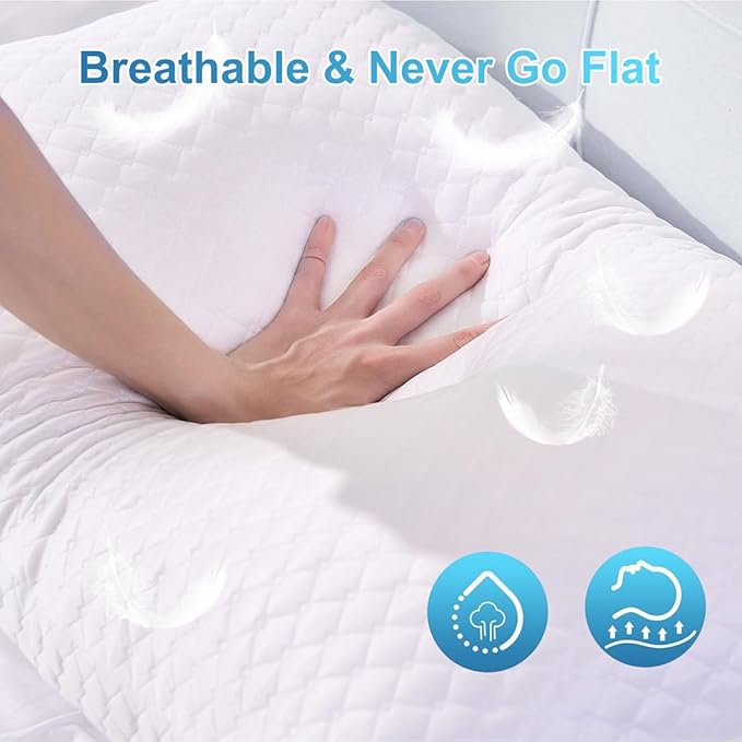NTCOCO Cooling Bed Pillows Standard Size for Sleeping Shredded Memory Foam Bed Pillows Adjustable Gel for Side Stomach Back Sleepers Washable Removable Cover