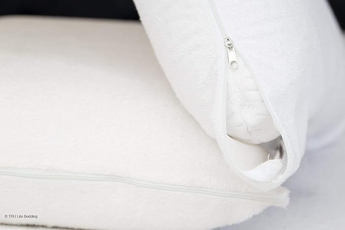 Anti Allergy Dirt Pillow Cases | Irritant Protector | Premium Breathable Terry Cotton Cover | 100% Waterproof | Zippered Encasement | Set of 2 | Standard Size