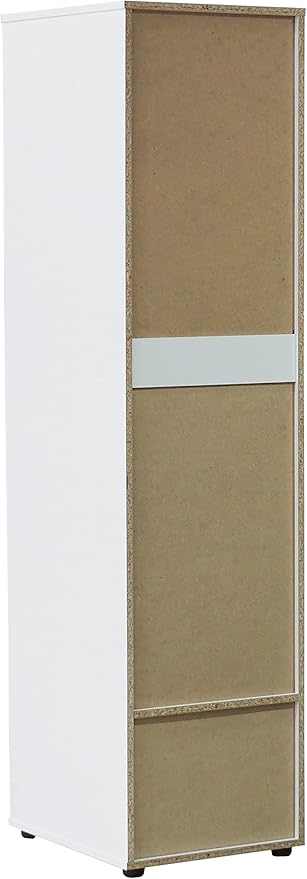Kings Brand Furniture Corry Tall Storage Wardrobe Armoire with Shelves and Drawer, Narrow Freestanding Cabinet with Adjustable Shelves for Living Room, Bedroom, or Home Office